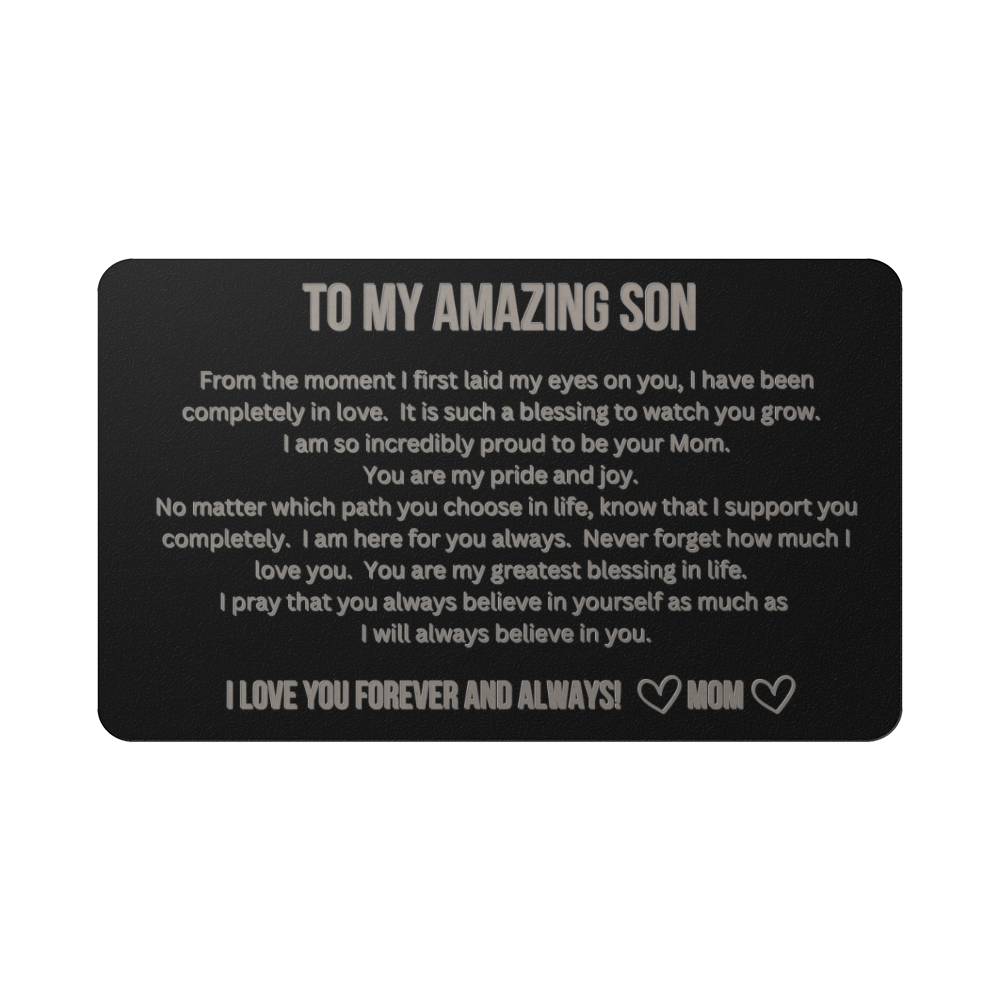 Engraved Wallet Card - To My Son from Mom