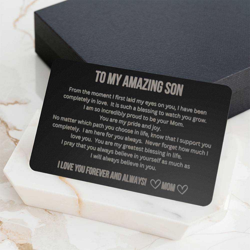 Engraved Wallet Card - To My Son from Mom