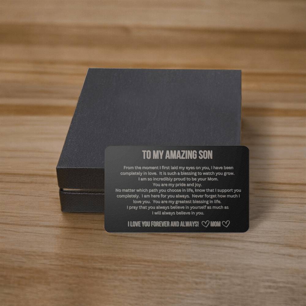 Engraved Wallet Card - To My Son from Mom