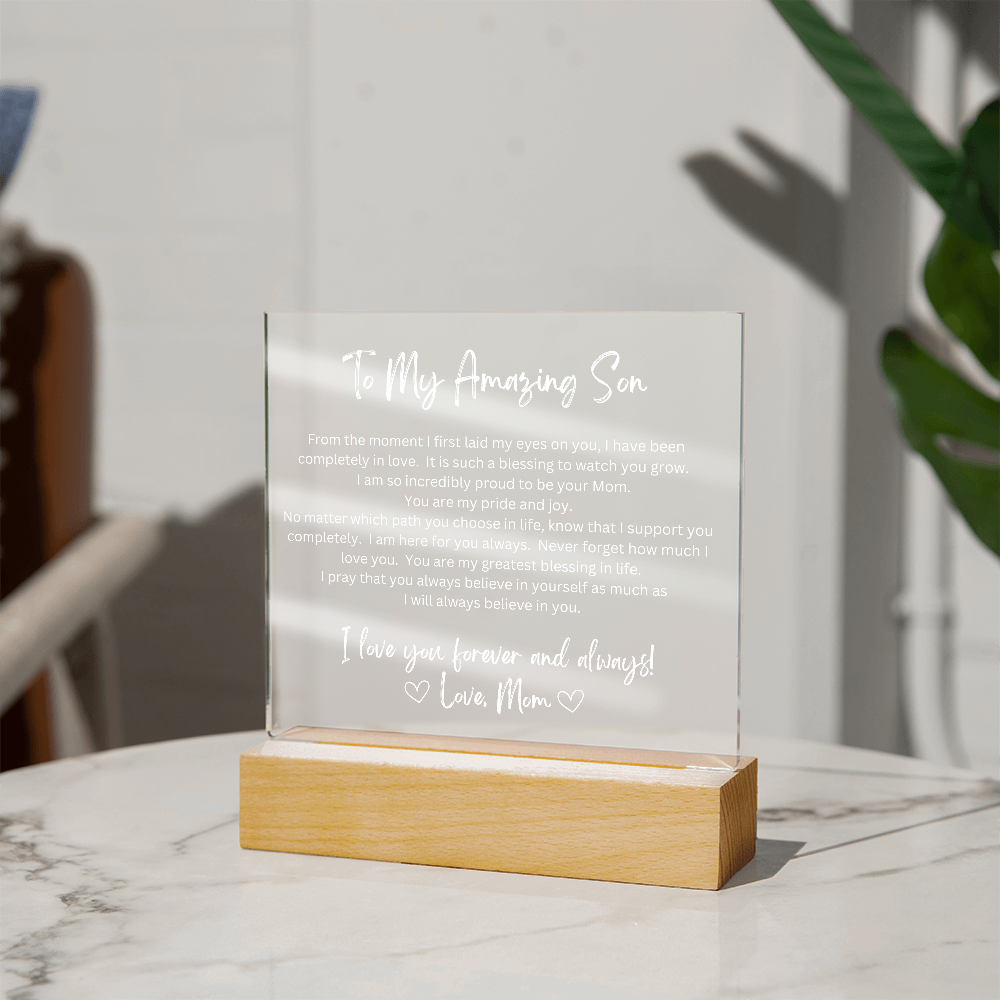 To My Amazing Son - Printed Acrylic - LED Base