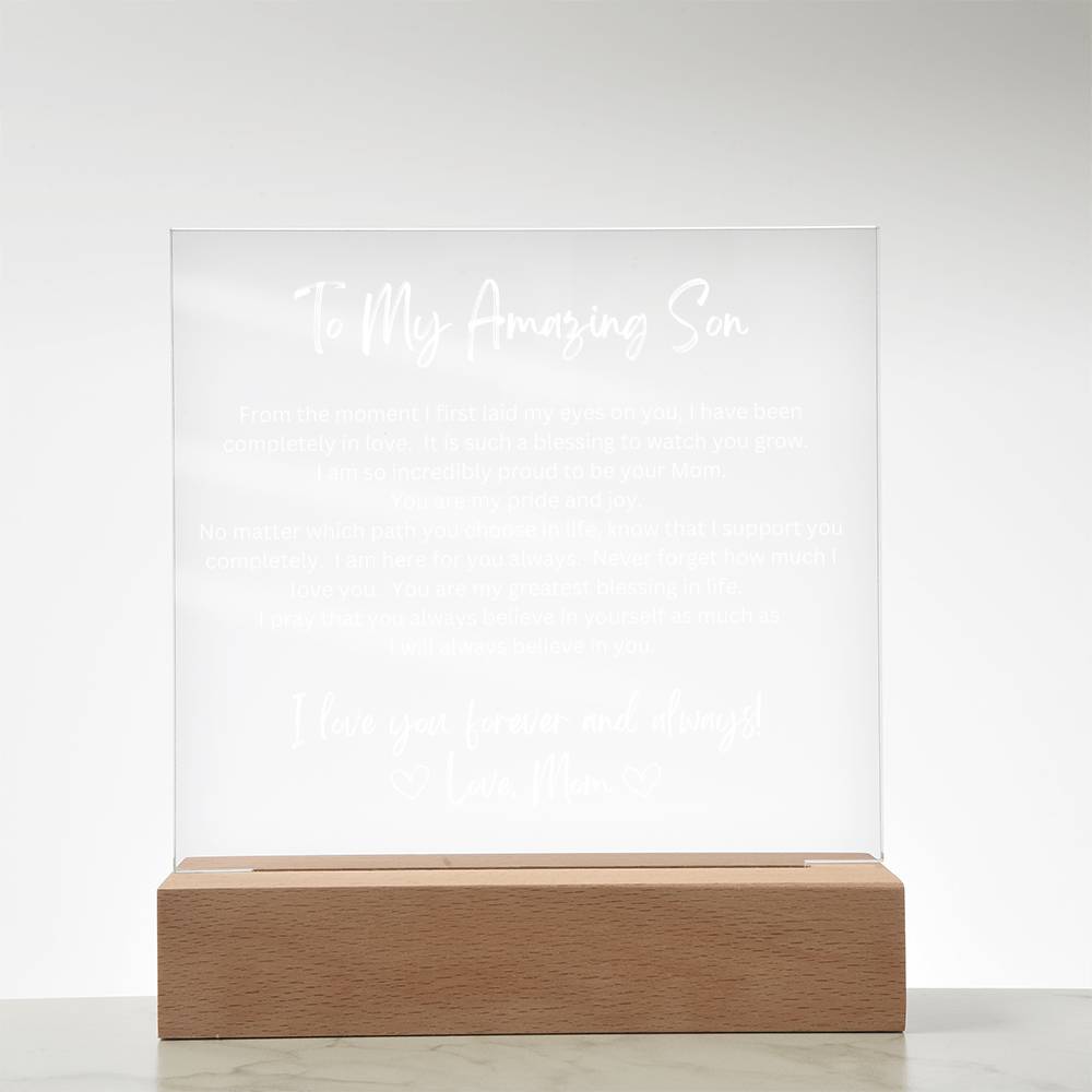 To My Amazing Son - Printed Acrylic - LED Base