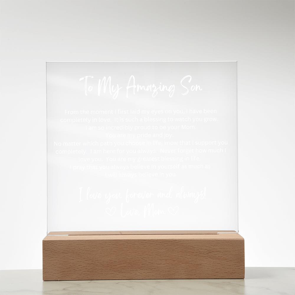 To My Amazing Son - Printed Acrylic - LED Base