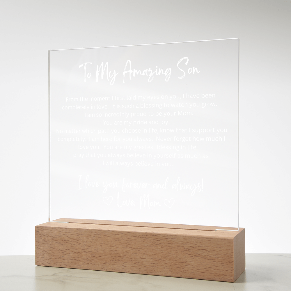 To My Amazing Son - Printed Acrylic - LED Base