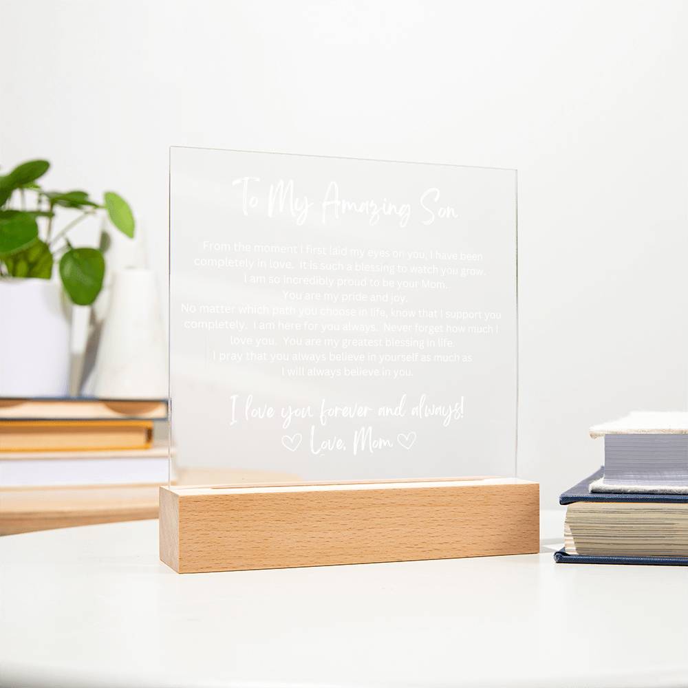 To My Amazing Son - Printed Acrylic - LED Base