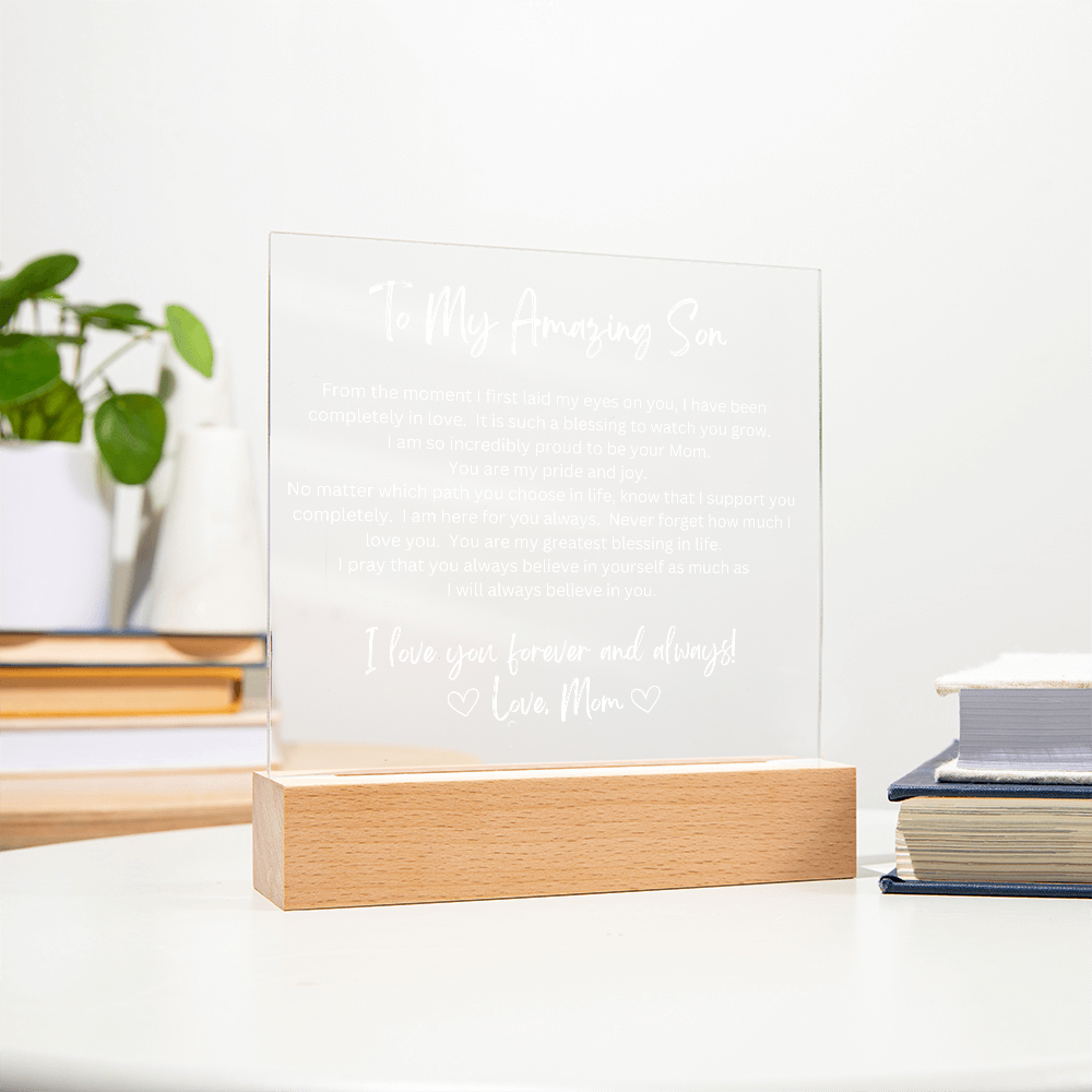 To My Amazing Son - Printed Acrylic - LED Base