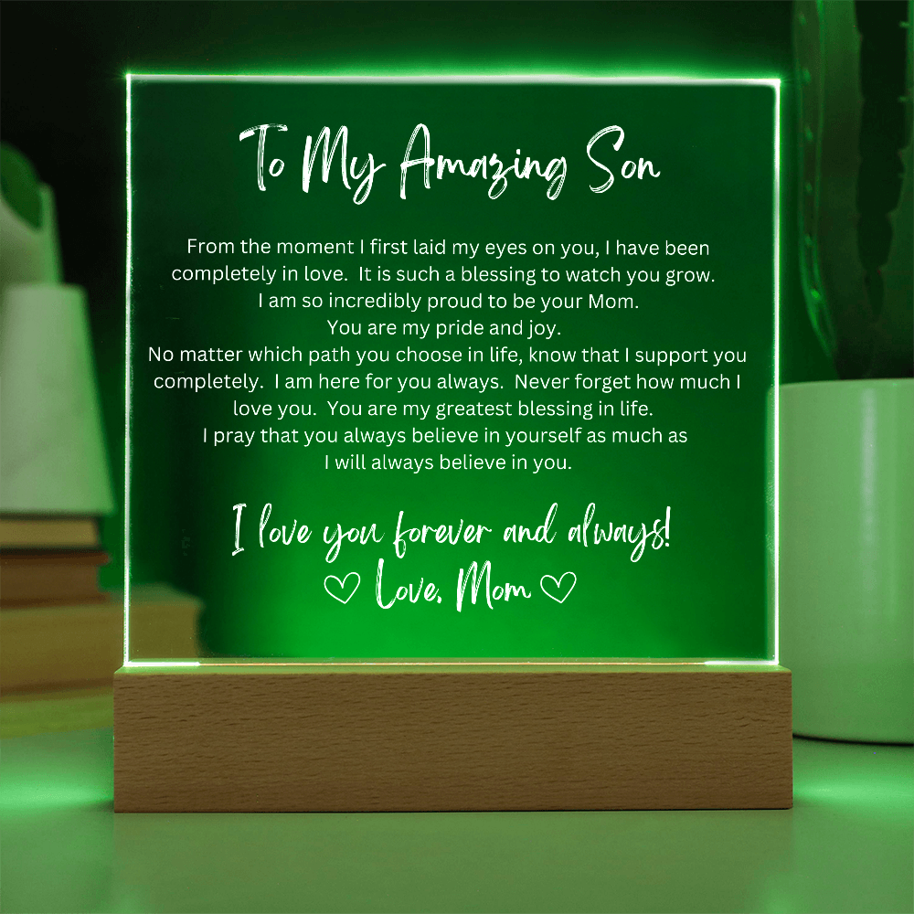 To My Amazing Son - Printed Acrylic - LED Base