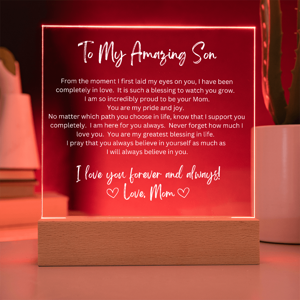 To My Amazing Son - Printed Acrylic - LED Base