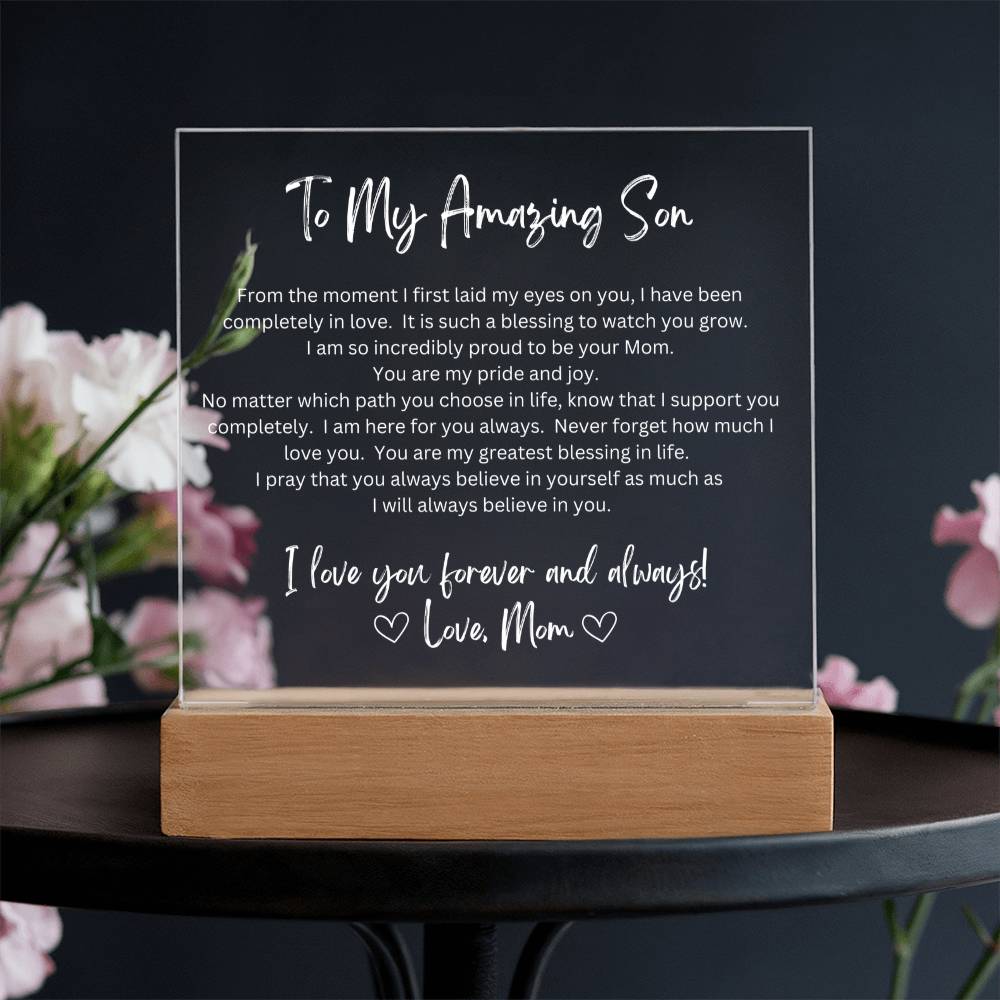 To My Amazing Son - Printed Acrylic - LED Base