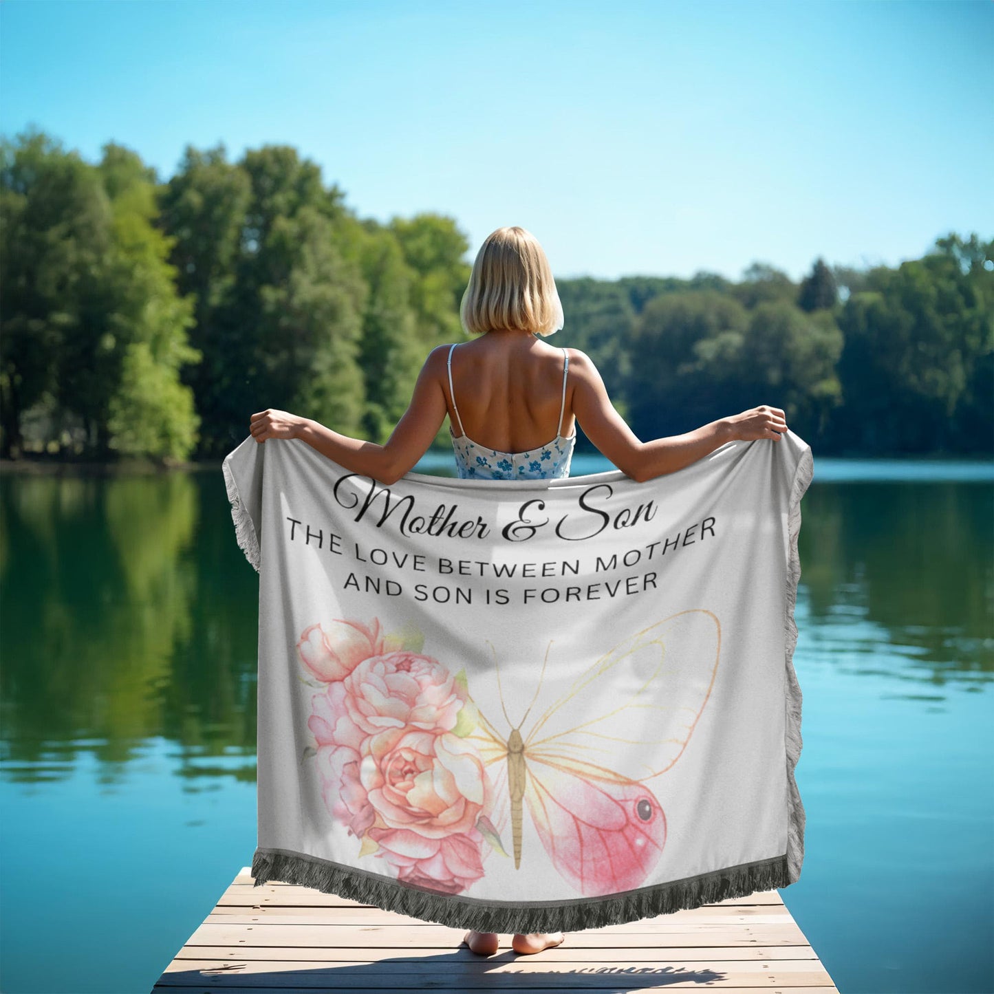 Mother and Son Printed Woven Blanket - Butterfly