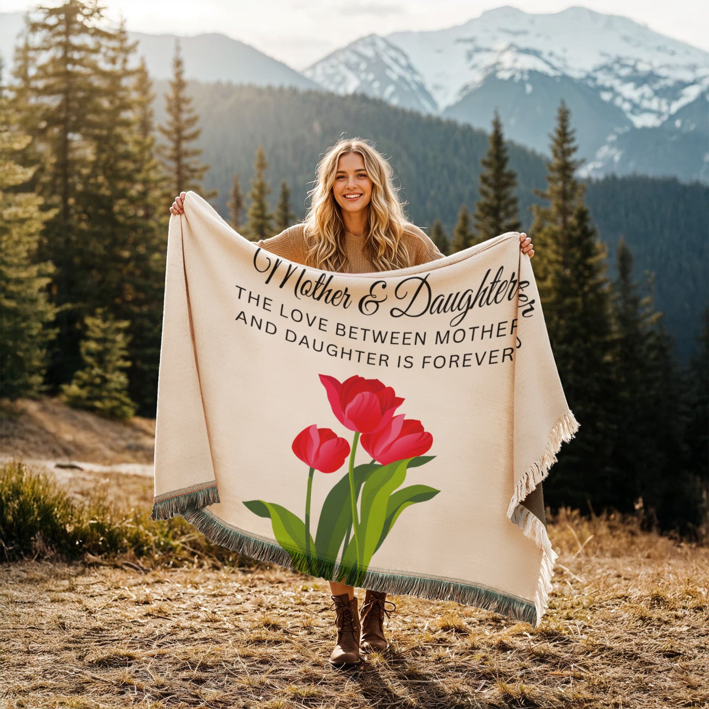 Mother and Daughter Printed Woven Blanket