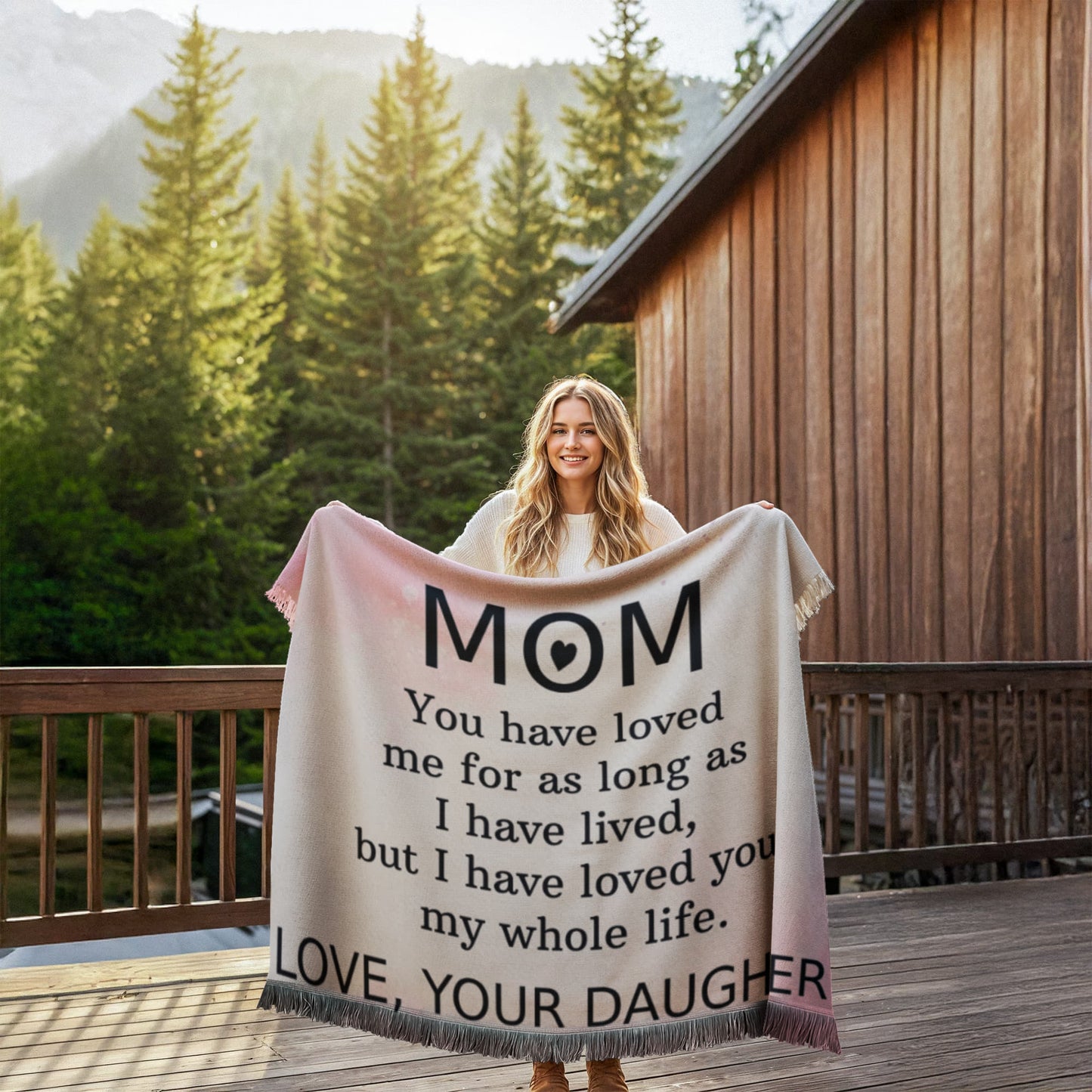 To Mom from Daughter - Printed Woven Blanket -Loved You My Whole Life