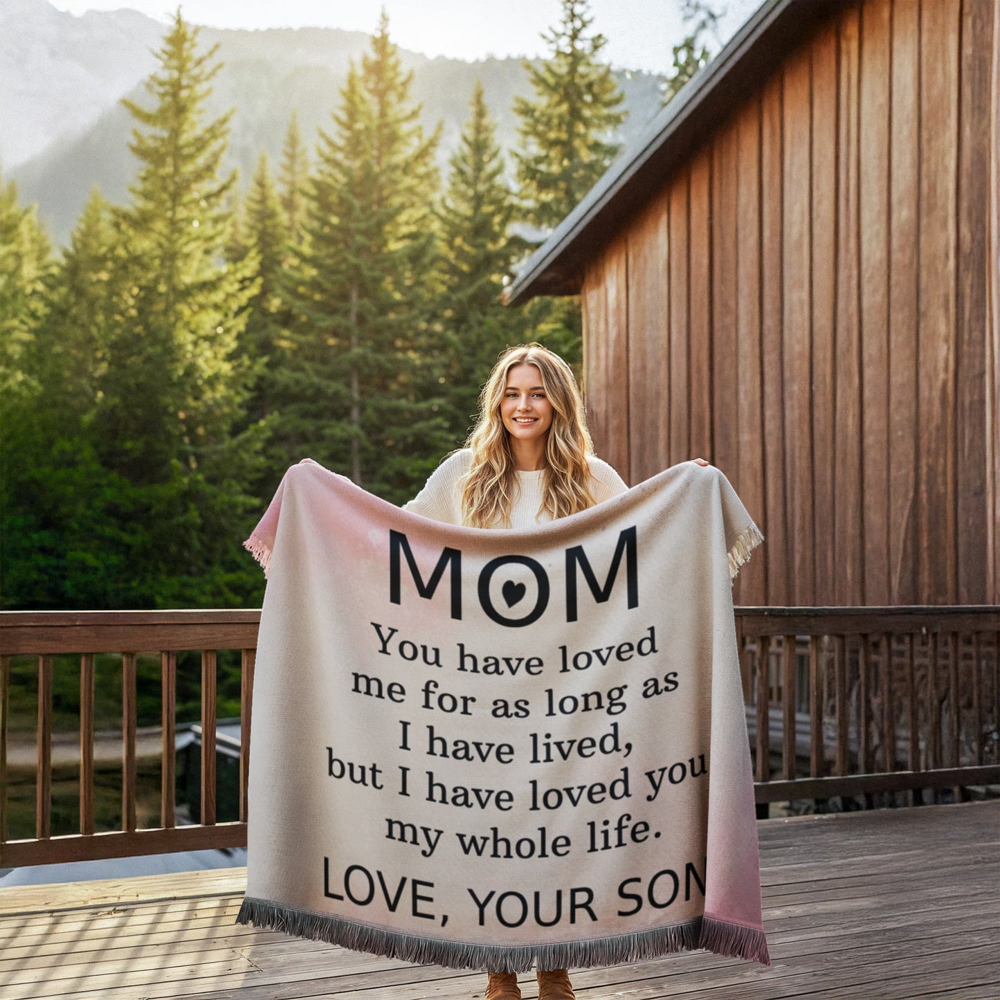To Mom From Son Printed Woven Blanket - Loved You My Whole Life