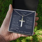 To Our Son From Mom and Dad Engraved Cross Necklace Graduation Gift for Son Men Jewelry Son Gift For Birthday Military Graduation Gift