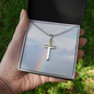 Summer Jewelry, Personalized Gift, Cross Necklace, Waterproof, Stainless Steel, 14k White Gold