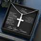Mom Necklace Engraved Cross