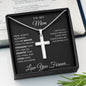 Mom Necklace Engraved Cross