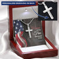 Home Of The Free Because Of The Brave Cross Necklace - Personalized