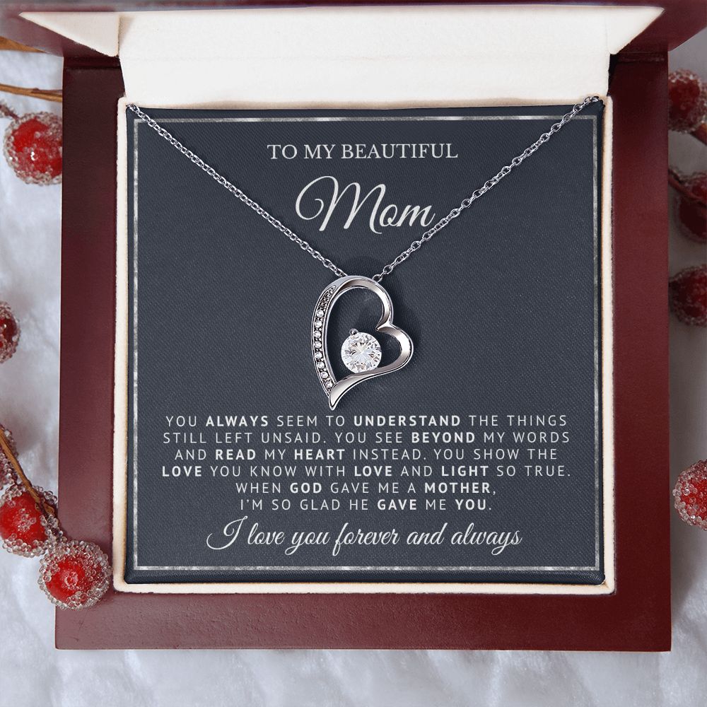 To My Beautiful Mom | God Gave Me A Mother | Forever Love Necklace