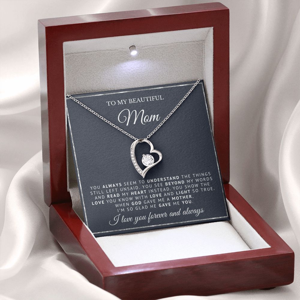 To My Beautiful Mom | God Gave Me A Mother | Forever Love Necklace