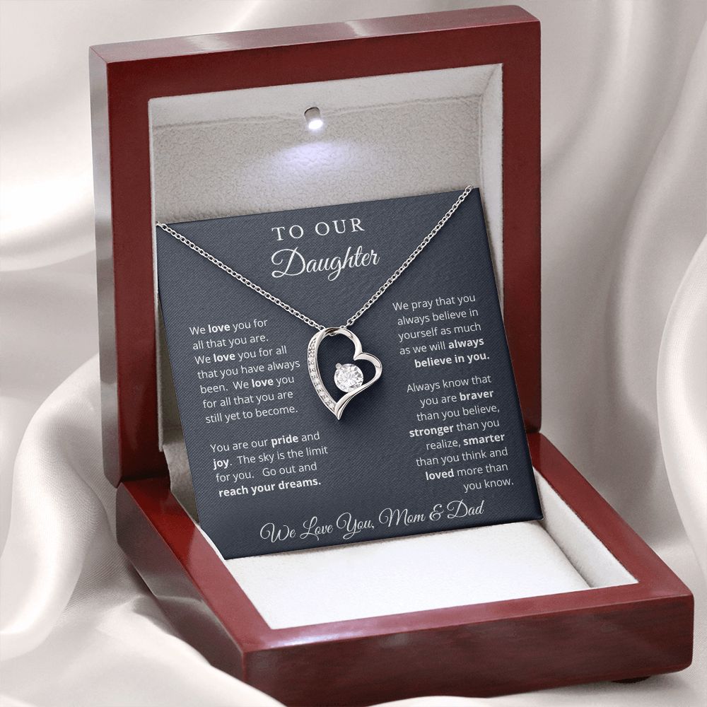 Gift for Daughter from Mom and Dad, Graduation Gift for Daughter To Our Daughter Necklace Love To Daughter Birthday College Graduation Gift