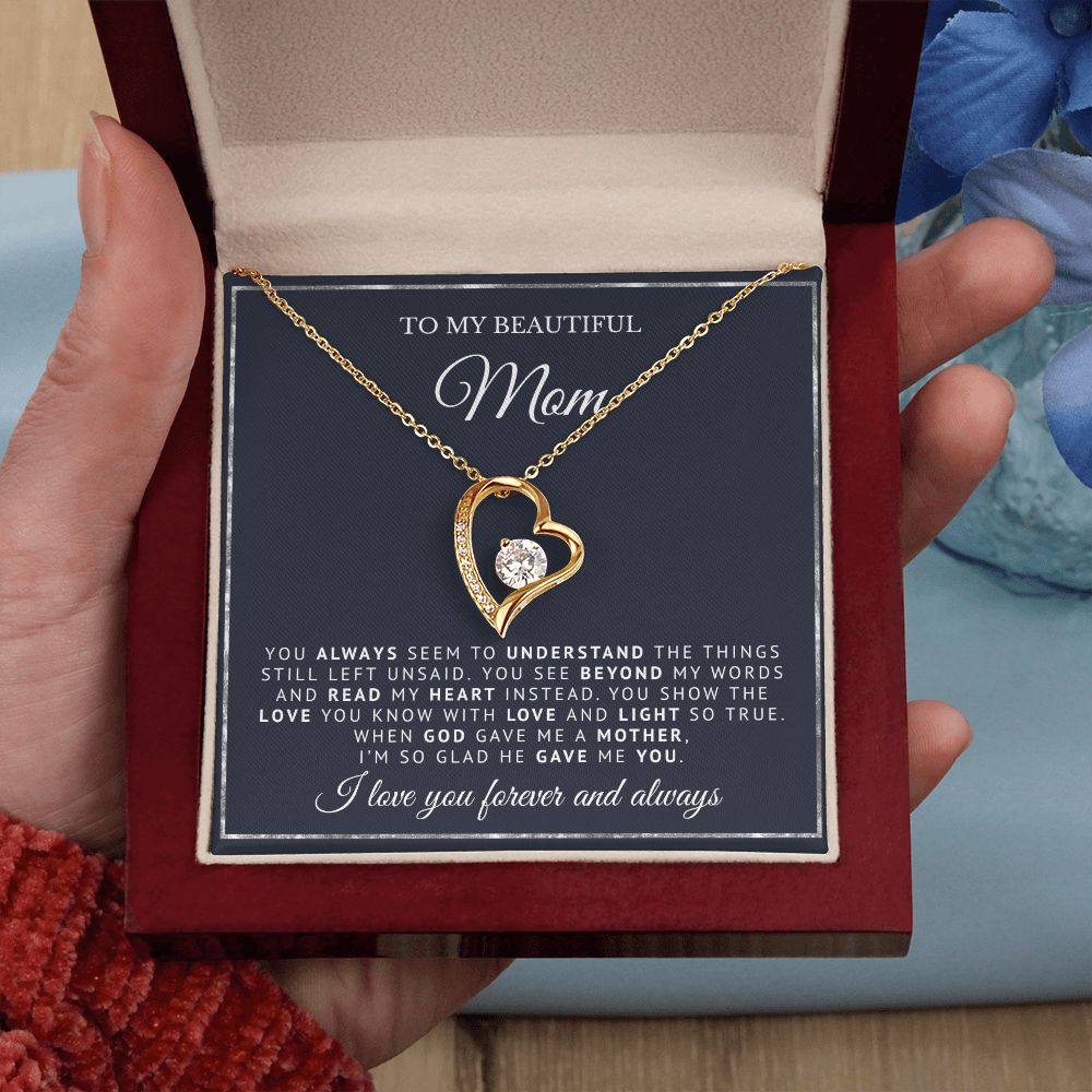 To My Beautiful Mom | God Gave Me A Mother | Forever Love Necklace