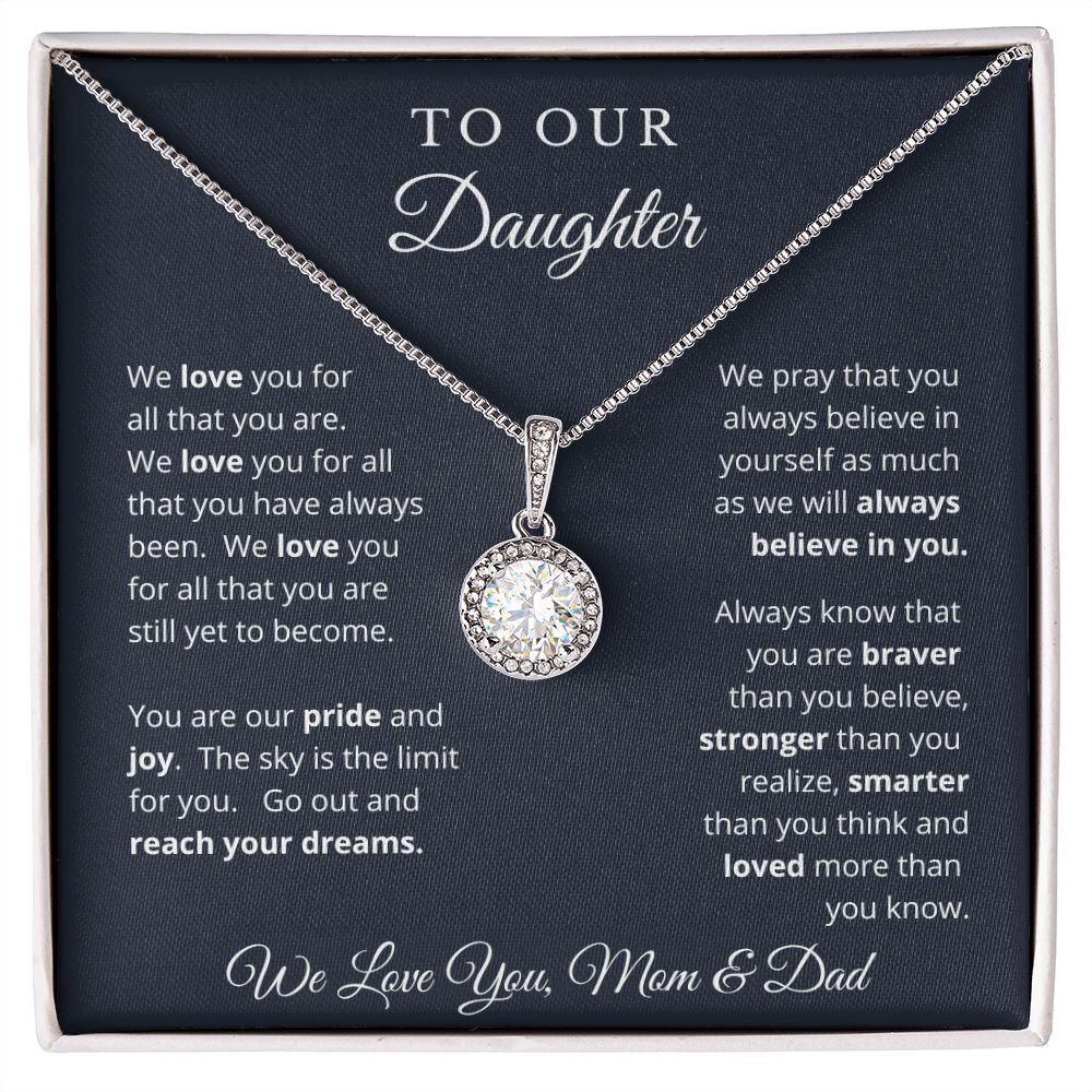 Gift for Daughter from Mom and Dad, Graduation Gift for Daughter To Our Daughter Necklace Love To Daughter Birthday College Graduation Gift