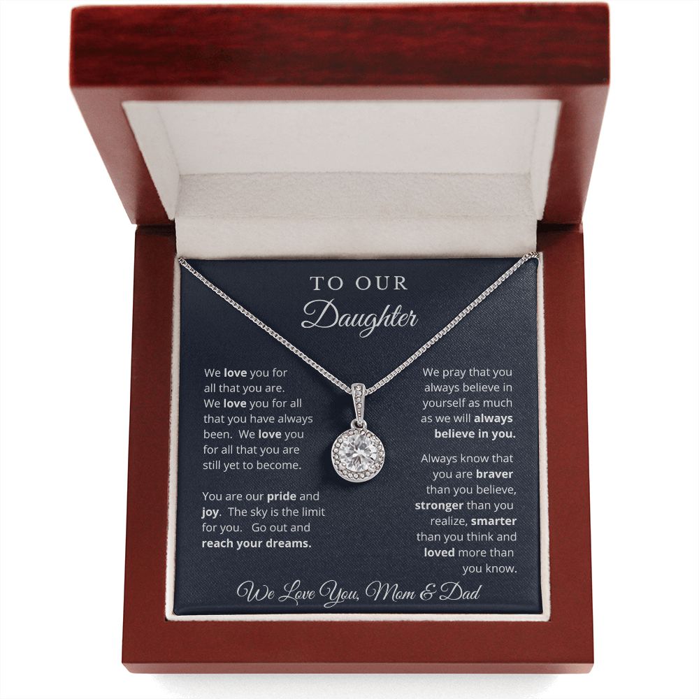 Gift for Daughter from Mom and Dad, Graduation Gift for Daughter To Our Daughter Necklace Love To Daughter Birthday College Graduation Gift