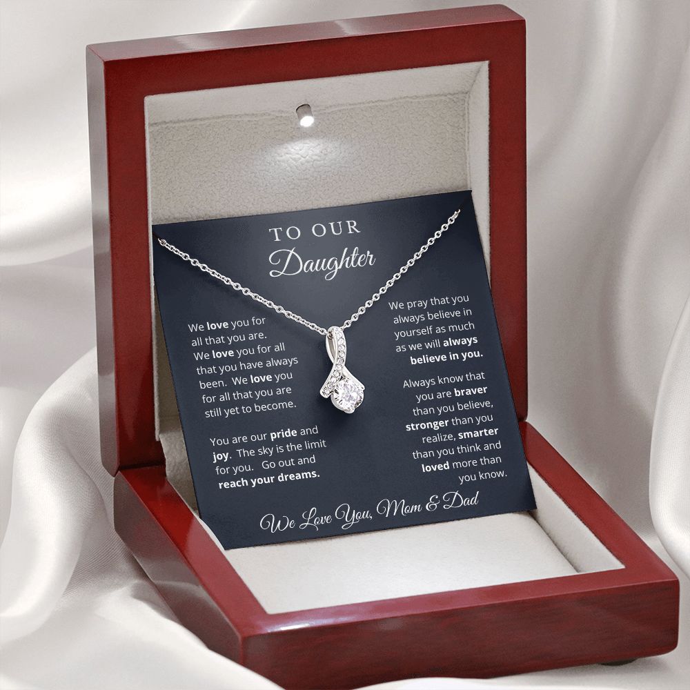 Gift for Daughter from Mom and Dad, Graduation Gift for Daughter To Our Daughter Necklace Love To Daughter Birthday College Graduation Gift