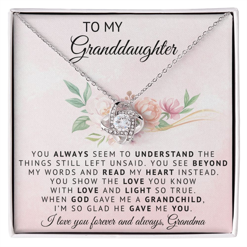 To My Grandaughter | When God Gave Me A Grandchild | Love Knot Necklace