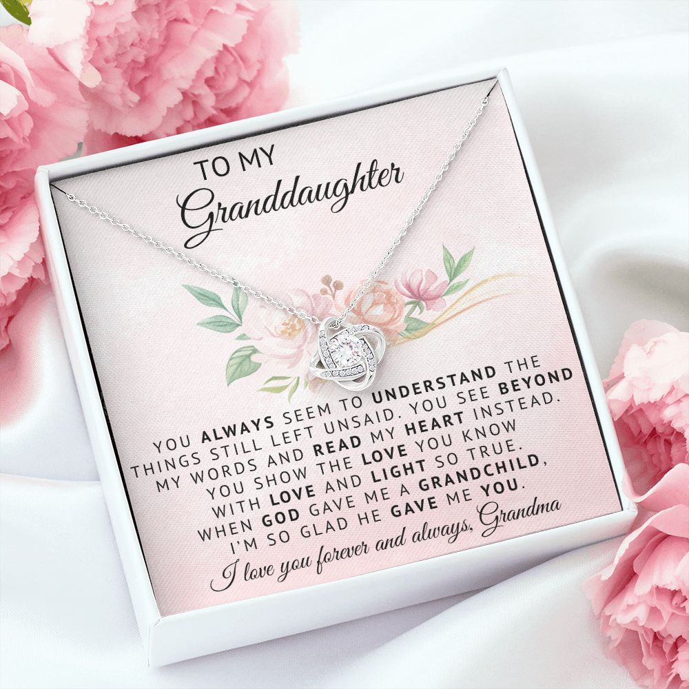 To My Grandaughter | When God Gave Me A Grandchild | Love Knot Necklace