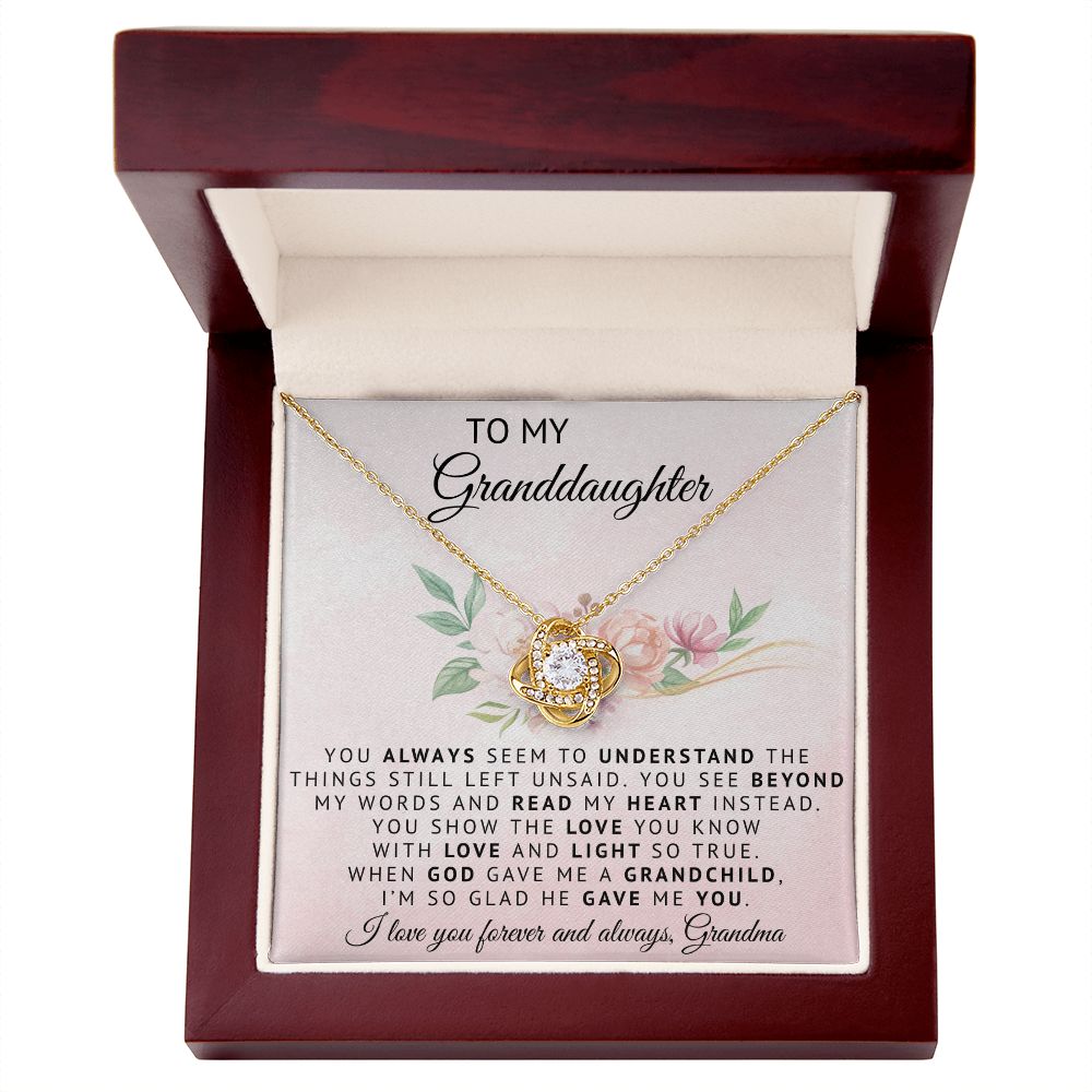 To My Grandaughter | When God Gave Me A Grandchild | Love Knot Necklace
