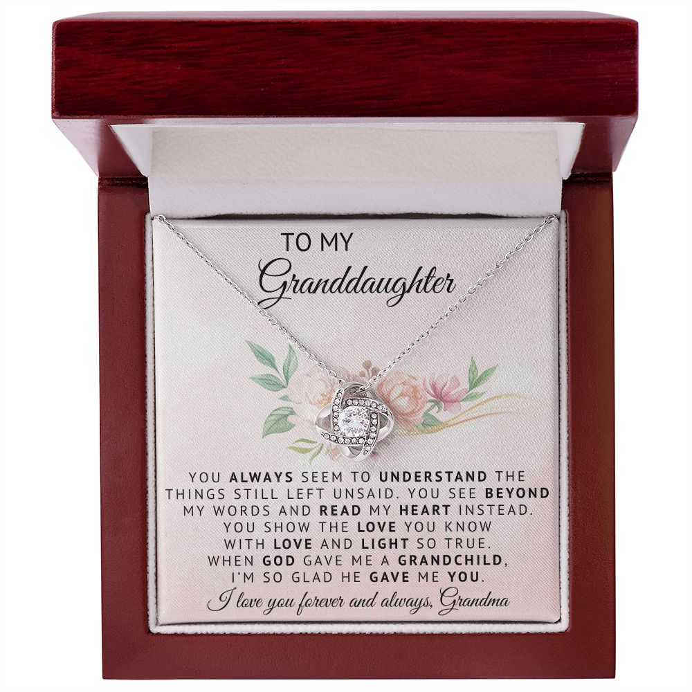 To My Grandaughter | When God Gave Me A Grandchild | Love Knot Necklace