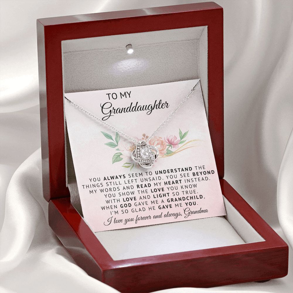 To My Grandaughter | When God Gave Me A Grandchild | Love Knot Necklace