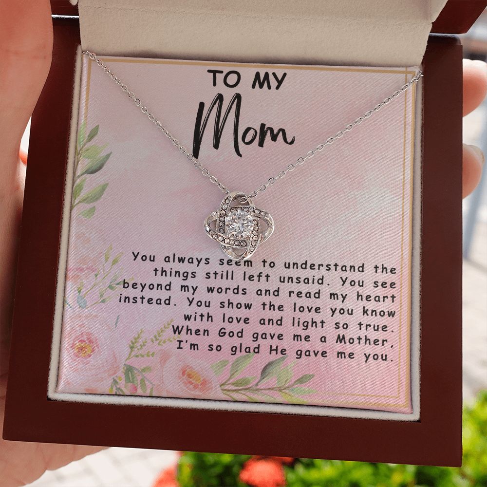 To My Mom | God Gave Me a Mother | Love Knot Necklace