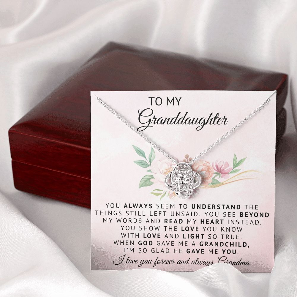 To My Grandaughter | When God Gave Me A Grandchild | Love Knot Necklace