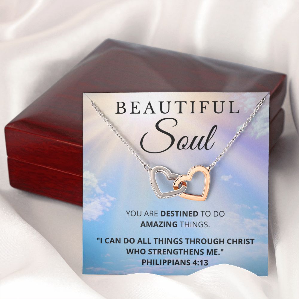 Best Friend Gift | Beautiful Soul | Interlocking Hearts