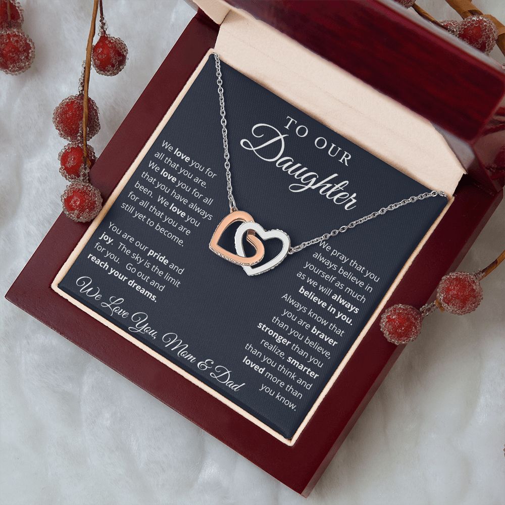 Gift for Daughter from Mom and Dad, Graduation Gift for Daughter To Our Daughter Necklace Love To Daughter Birthday College Graduation Gift