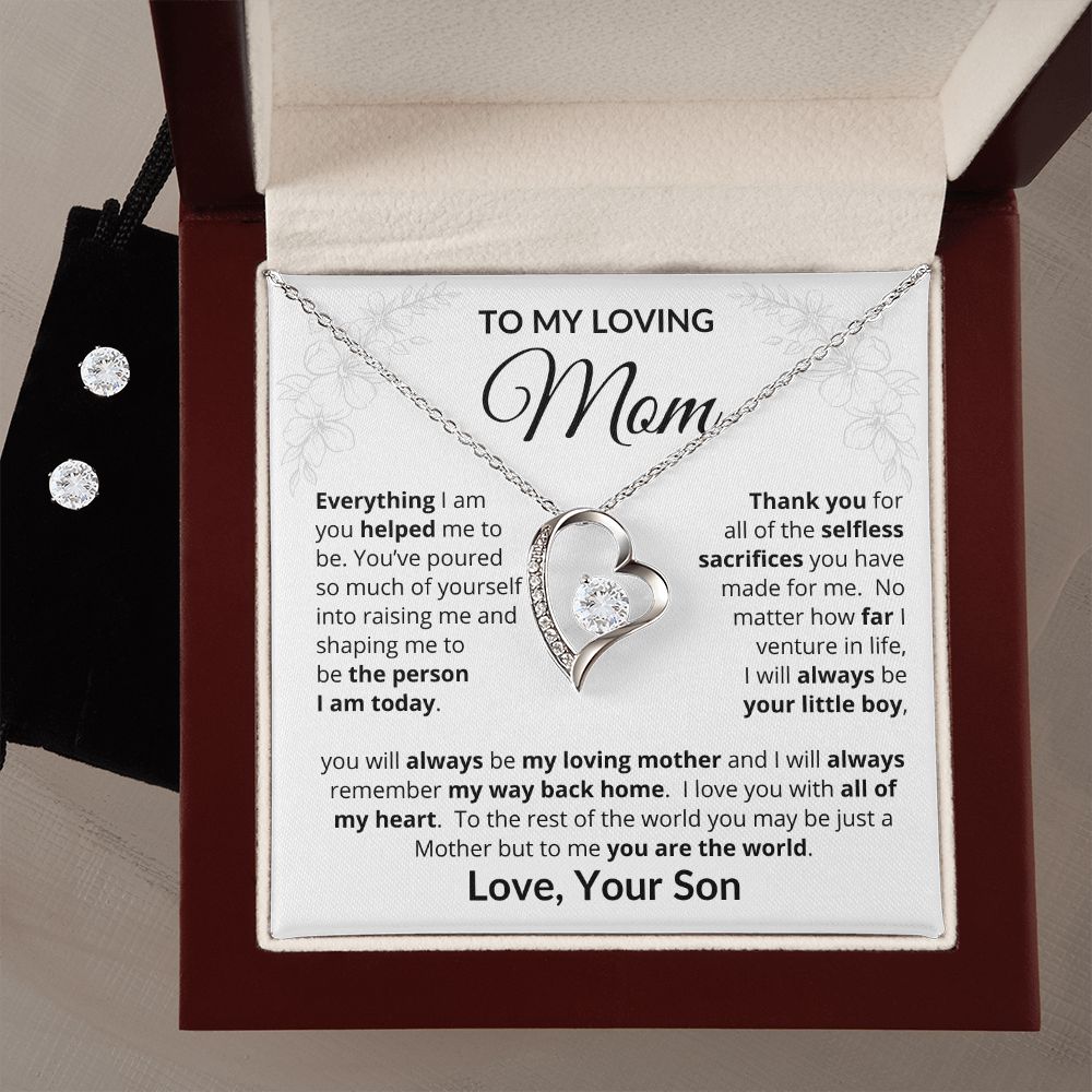 To My Loving Mom | Everything I Am | Forever Love Necklace and Earring Gift Set
