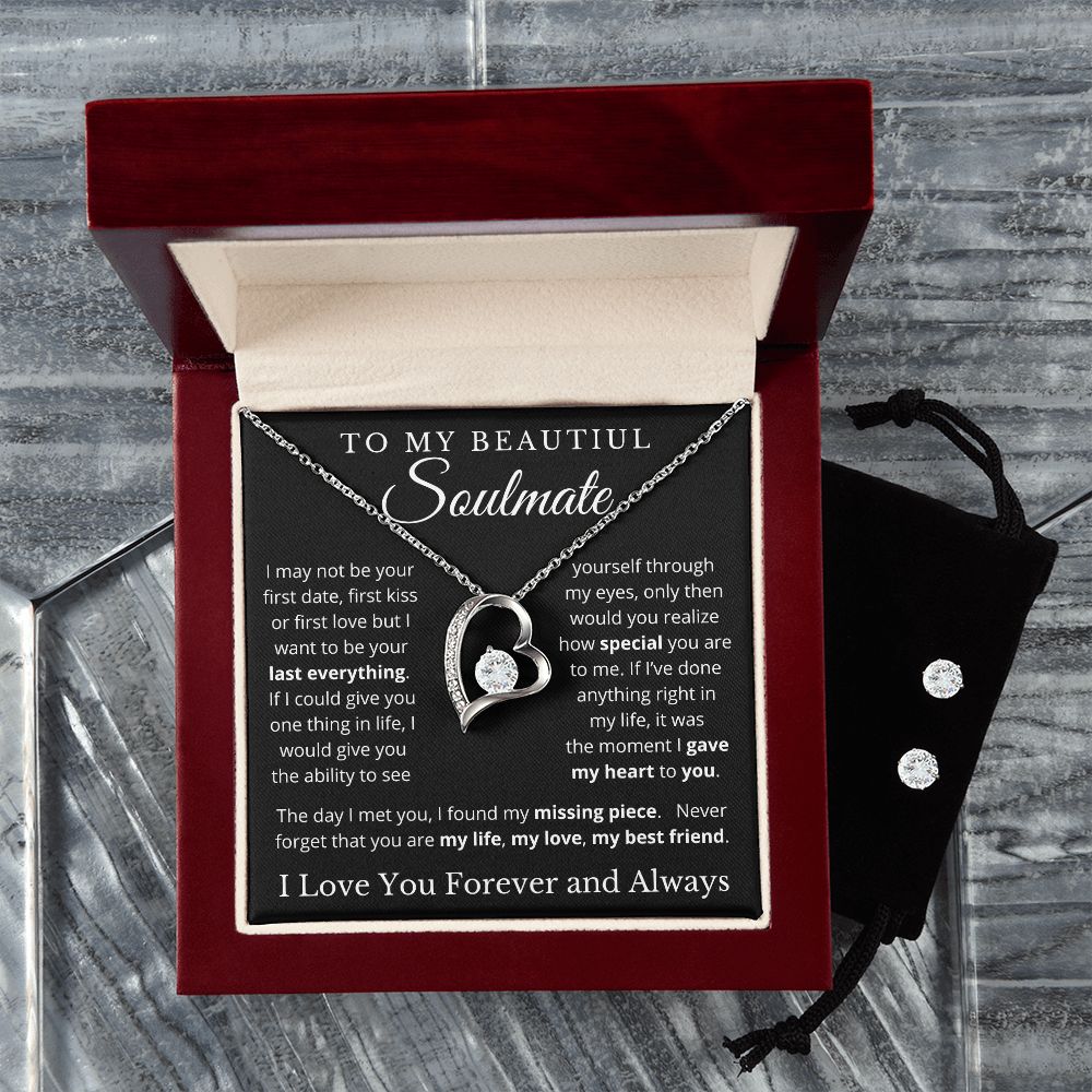 To My Beautiful Soulmate | My Heart to You | Forever Love CZ Necklace and Earrings