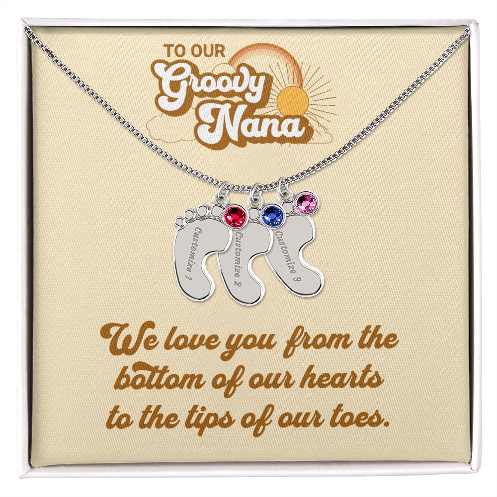 To Our Groovy Nana | Personalized Baby Foot with Birthstone