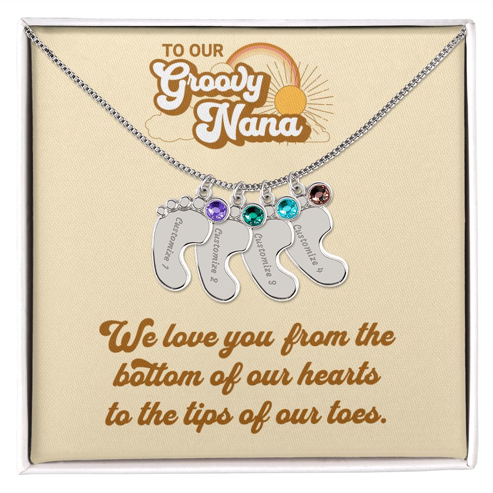 To Our Groovy Nana | Personalized Baby Foot with Birthstone