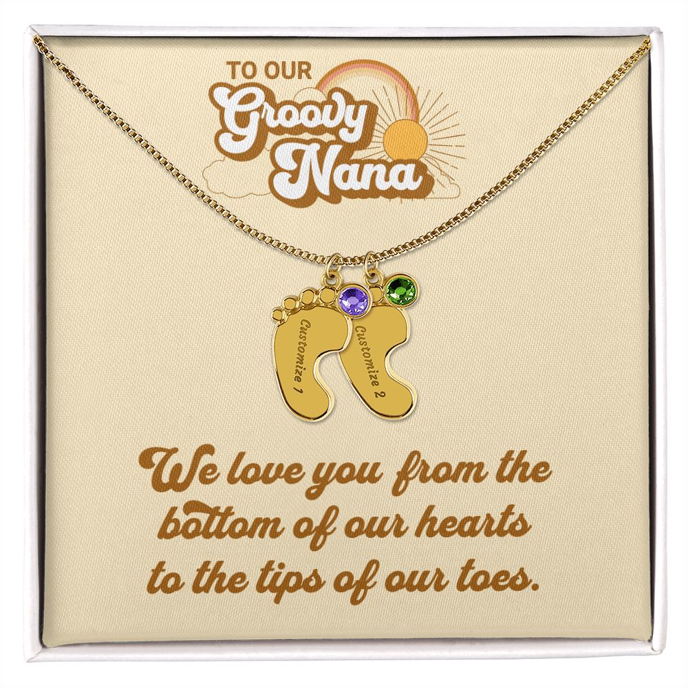 To Our Groovy Nana | Personalized Baby Foot with Birthstone