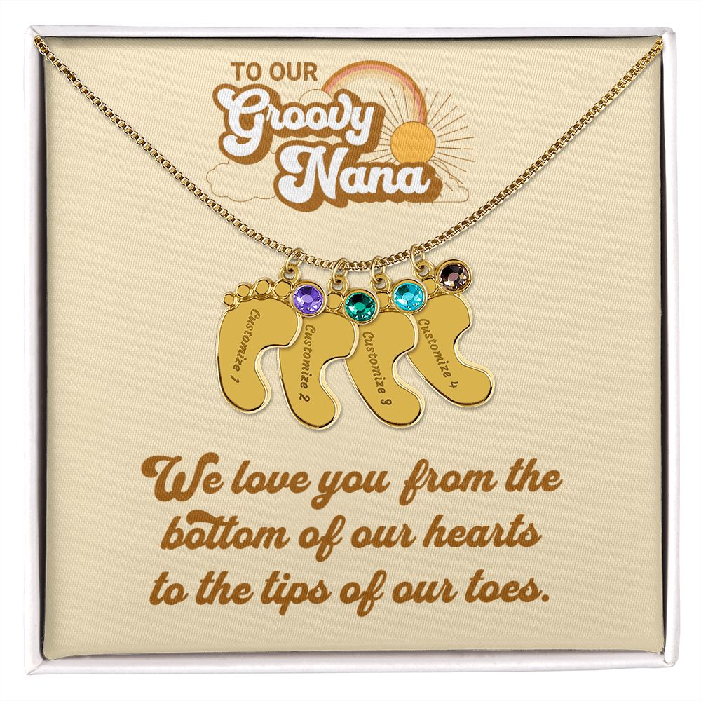 To Our Groovy Nana | Personalized Baby Foot with Birthstone