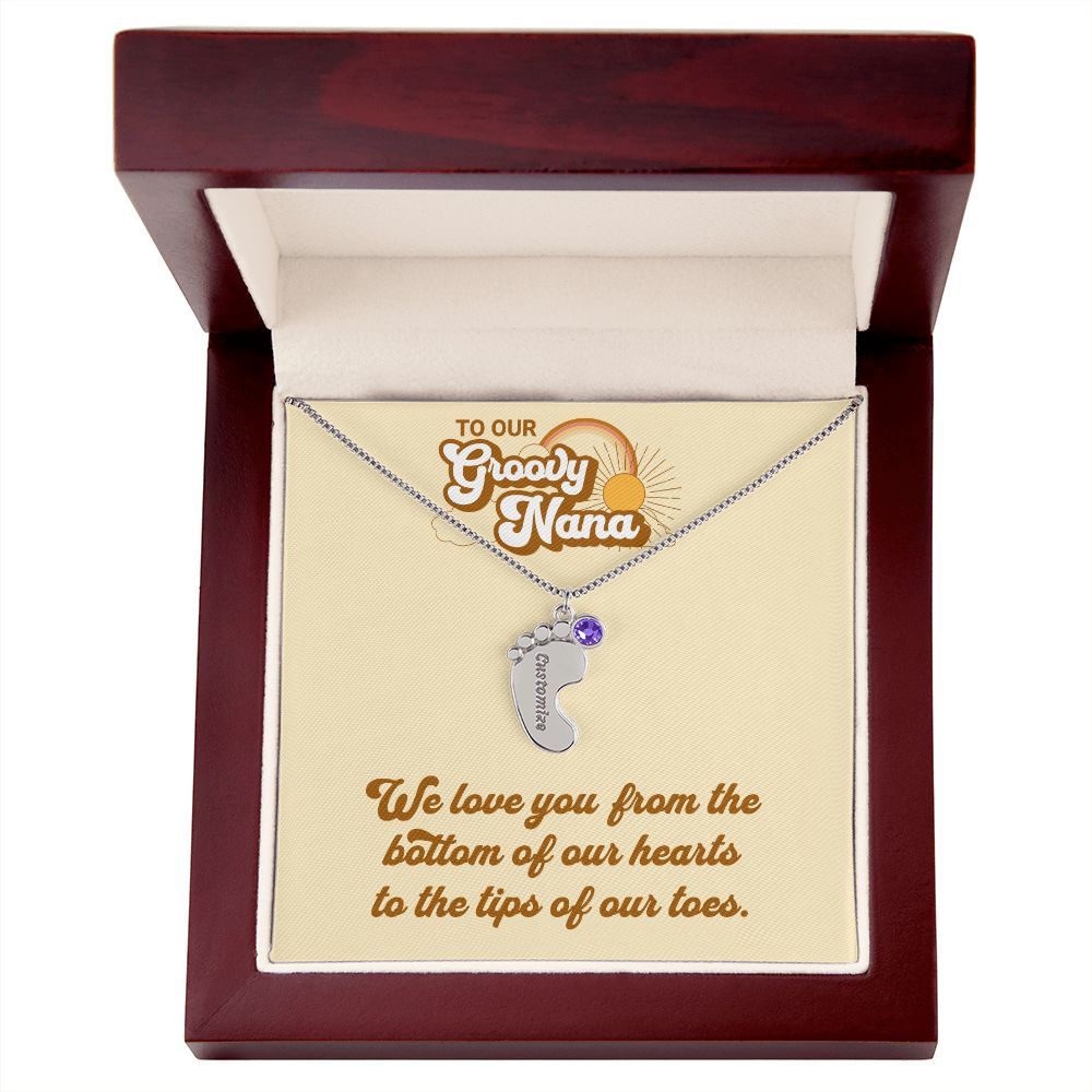 To Our Groovy Nana | Personalized Baby Foot with Birthstone