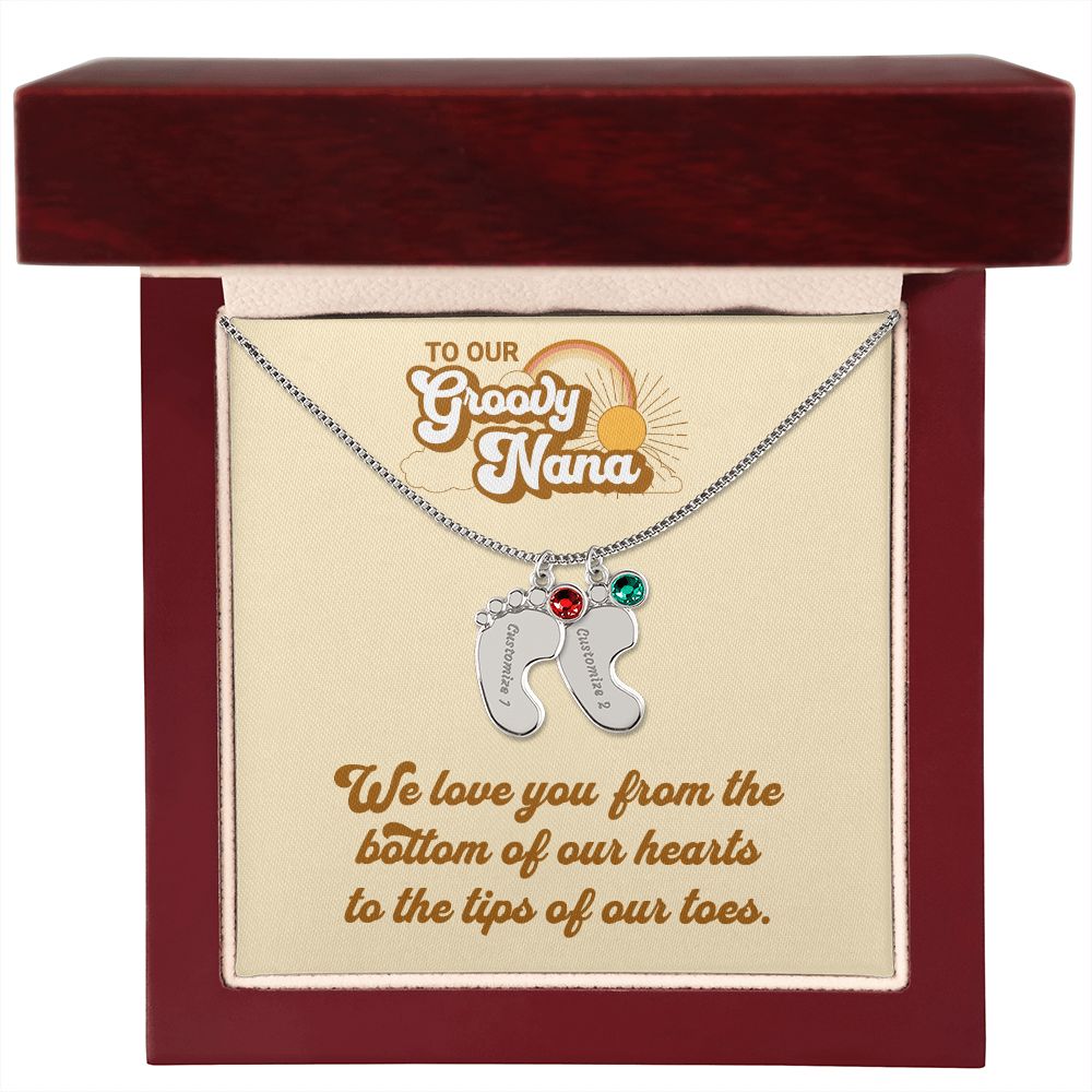 To Our Groovy Nana | Personalized Baby Foot with Birthstone