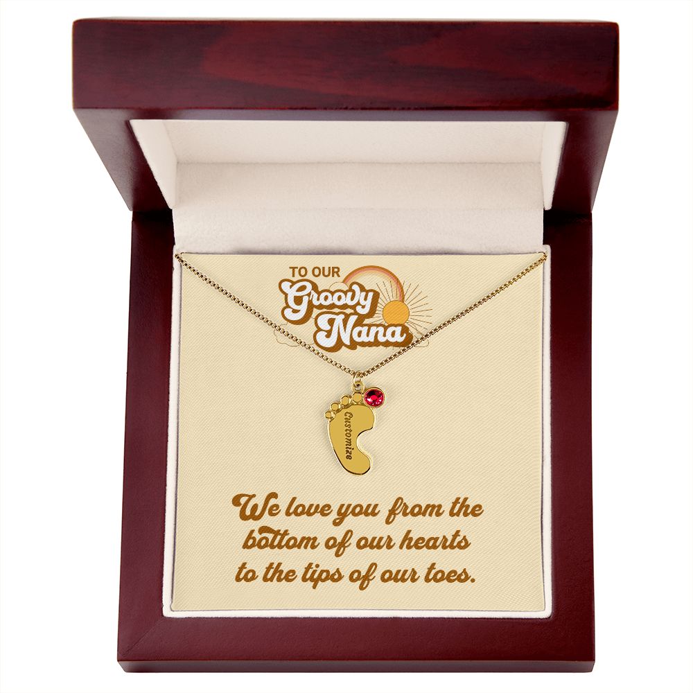To Our Groovy Nana | Personalized Baby Foot with Birthstone