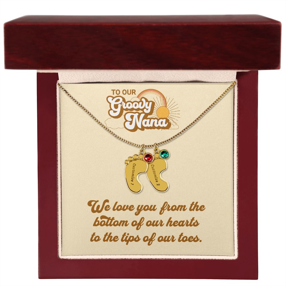To Our Groovy Nana | Personalized Baby Foot with Birthstone