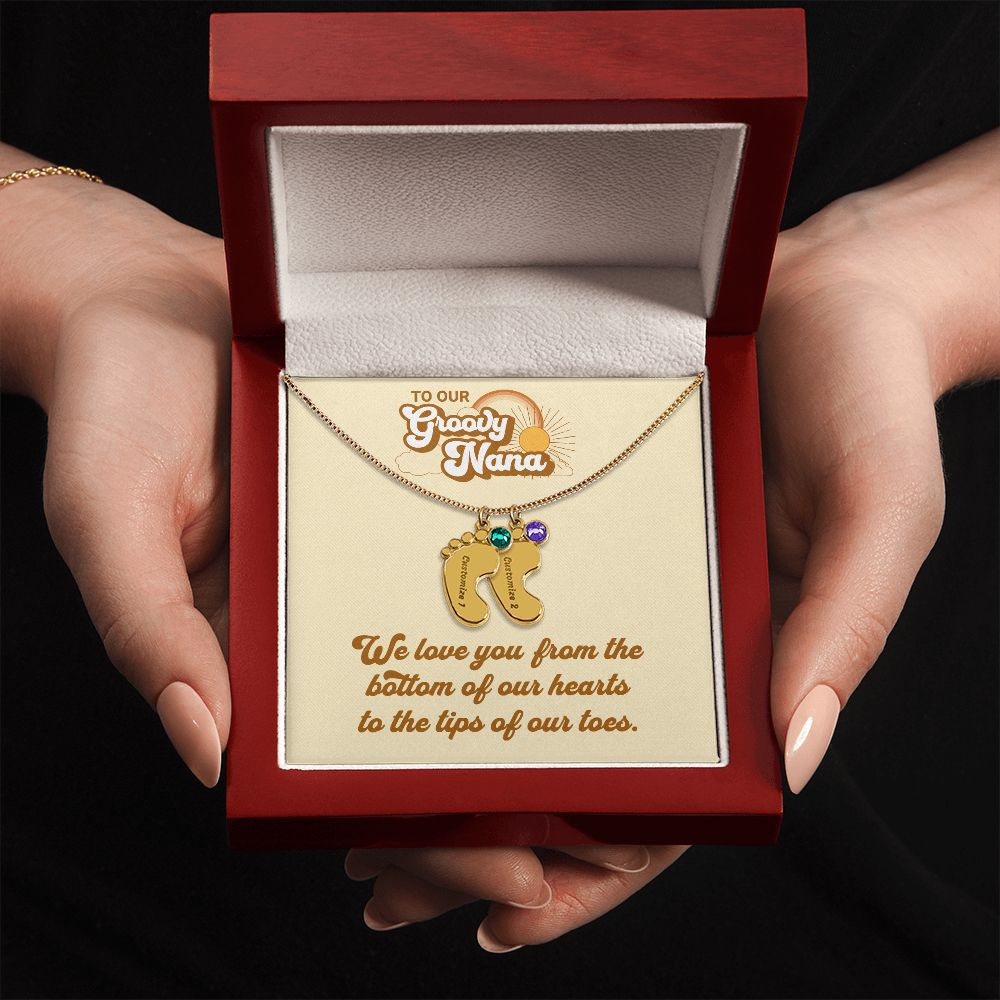 To Our Groovy Nana | Personalized Baby Foot with Birthstone