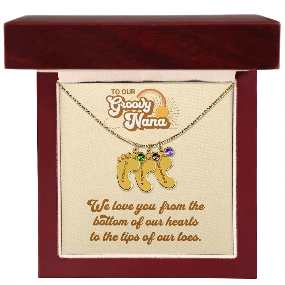To Our Groovy Nana | Personalized Baby Foot with Birthstone