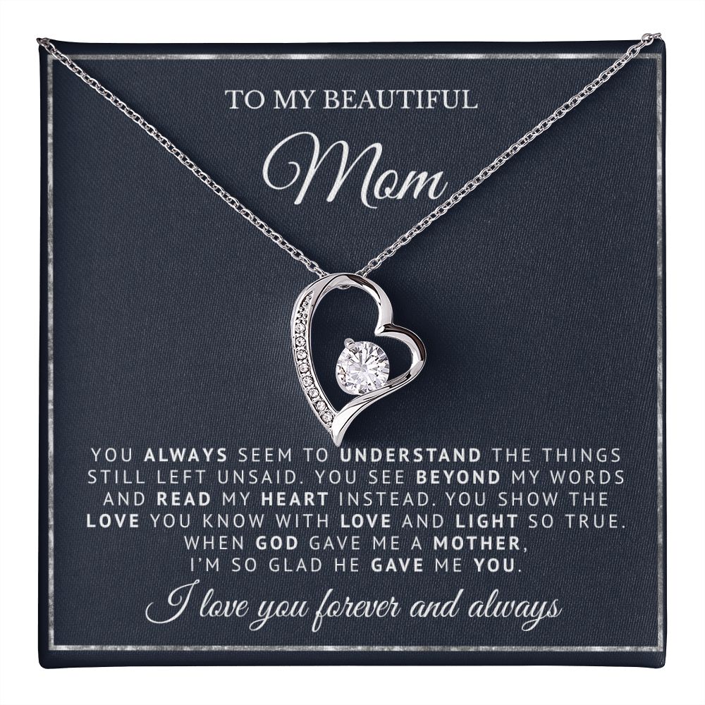 To My Beautiful Mom | God Gave Me A Mother | Forever Love Necklace